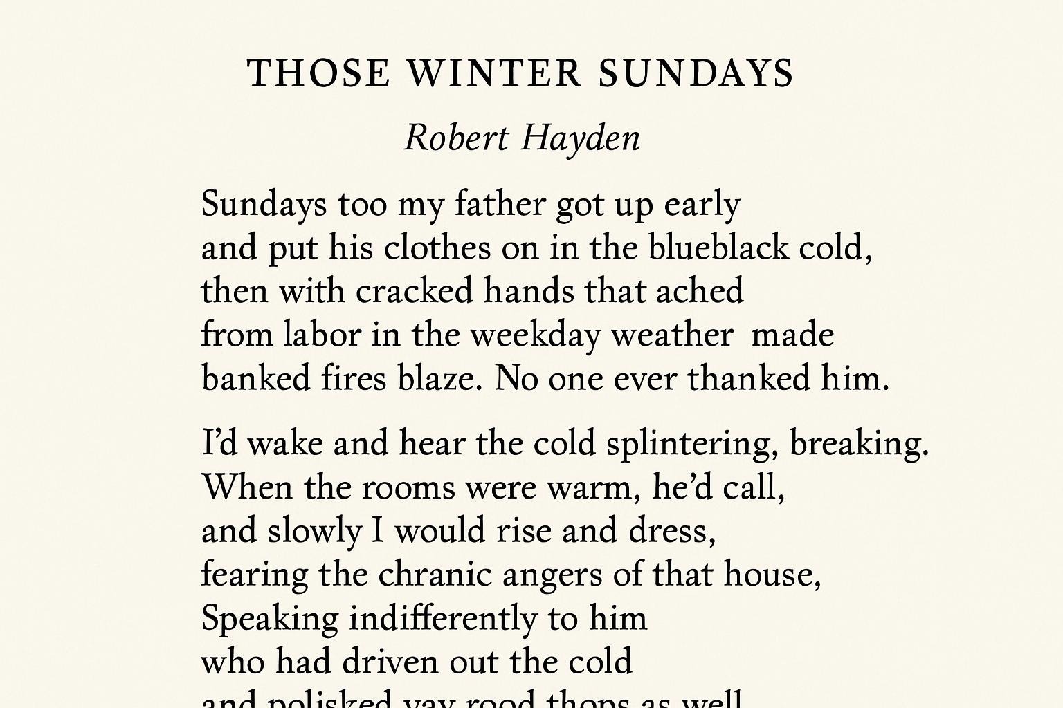 Those Winter Sundays by Robert Hayden