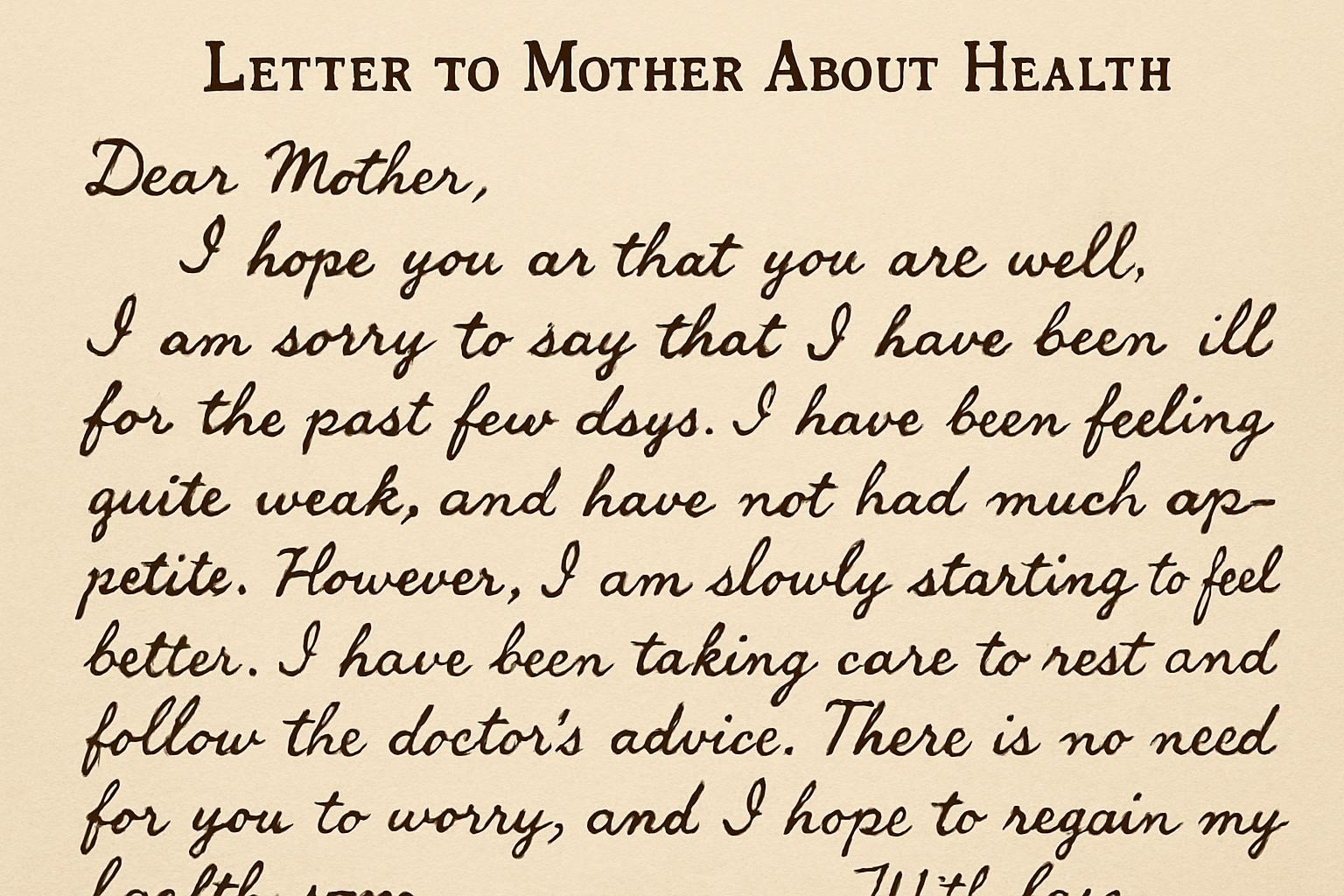 Letter to Mother About Health
